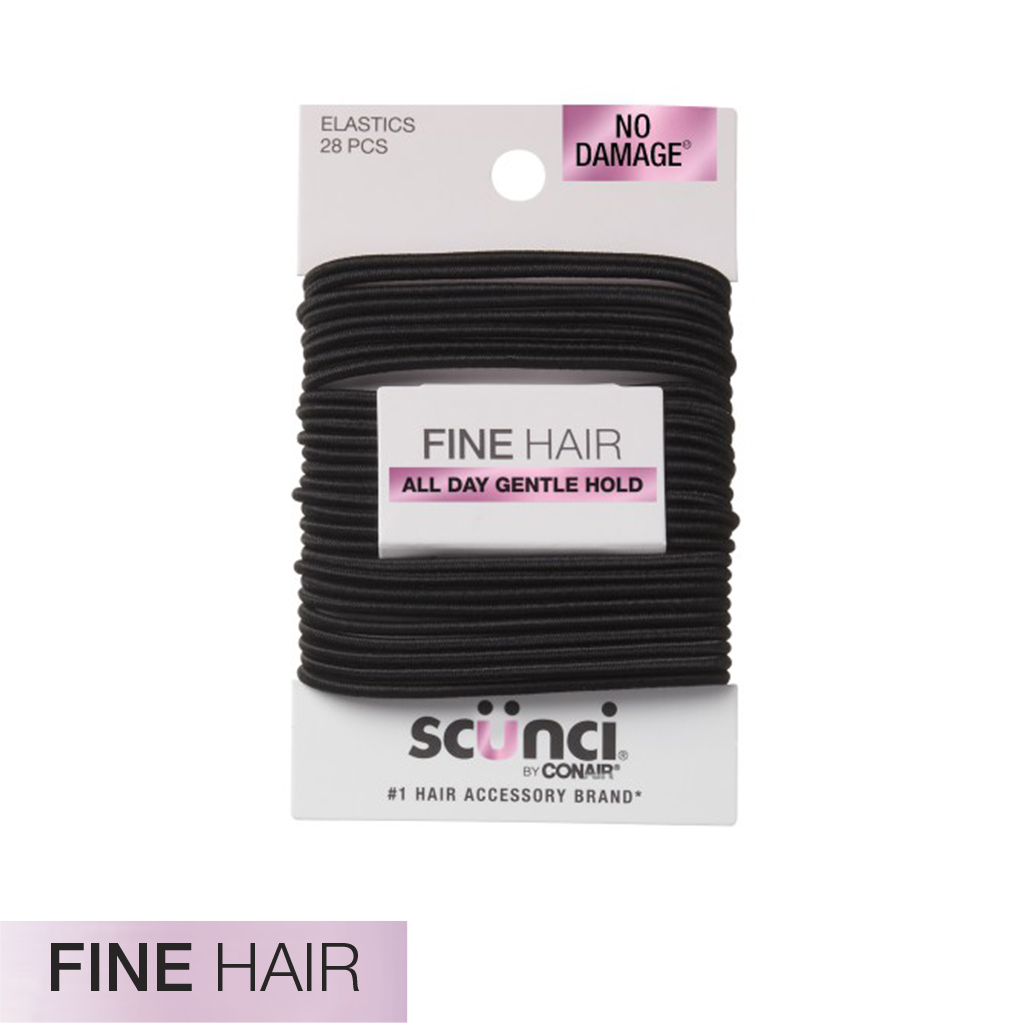 Fine Hair Ties Black 28pk - No Damage®